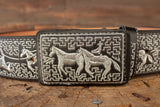 WESTERN EMBROIDERED BLACK MARIACHI LEATHER  BELT