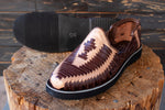 MENS LEATHER 2 TONE BROWN MEXICAN MOCASSIN SHOE SANDALS