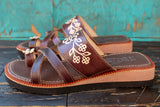 WOMENS LEATHER SLIP ON HUARACHE MEXICAN SANDAL