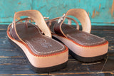 WOMENS LEATHER SLIP ON HUARACHE MEXICAN SANDAL