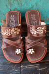 WOMENS LEATHER SLIP ON HUARACHE MEXICAN SANDAL