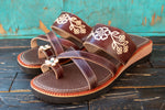 WOMENS LEATHER SLIP ON HUARACHE MEXICAN SANDAL