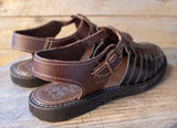 MENS 2 TONE LEATHER MEXICAN BUCKLE SHOE SANDALS