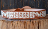 WESTERN ROOSTER EMBROIDERED MARIACHI LEATHER BELT