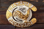 HANDCRAFTED ROOSTER HORSESHOE WESTERN BELT BUCKLE