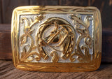 HANDCRAFTED GOLDEN HORSE MARIACHI CHARRO WESTERN BELT BUCKLE