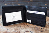 WESTERN BLACK LEATHER EMBROIDERED HORSES BIFOLD WALLET