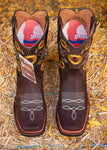 WOMENS LEATHER EMBROIDERED SQUARE TOE RODEO COWGIRL BOOTS