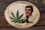 LASER PRINTED JESUS MALVERDE MARIJUANA BELT BUCKLE