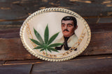 LASER PRINTED JESUS MALVERDE MARIJUANA BELT BUCKLE