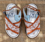 WALKER/TODDLER CROSS STRAP EMBROIDERED LEATHER MEXICAN SANDALS