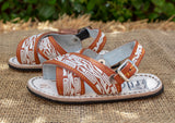 WALKER/TODDLER CROSS STRAP EMBROIDERED LEATHER MEXICAN SANDALS