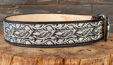 MENS WESTERN EMBROIDERED BLACK MARIACHI LEATHER BELT