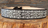 MENS WESTERN EMBROIDERED BLACK MARIACHI LEATHER BELT