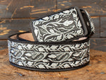 MENS WESTERN EMBROIDERED BLACK MARIACHI LEATHER BELT