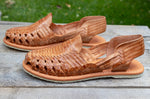 WOMENS TAN LEATHER HUARACHE MEXICAN SANDAL