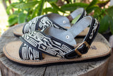 MENS LEATHER 2 STRAP EMBROIDERED MEXICAN SANDALS