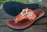 WOMENS LEATHER SLIP ON HUARACHE MEXICAN SANDAL