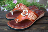 WOMENS LEATHER SLIP ON HUARACHE MEXICAN SANDAL