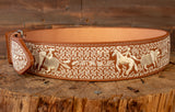 WESTERN EMBROIDERED BROWN MARIACHI LEATHER BELT