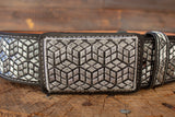 WESTERN EMBROIDERED BLACK MARIACHI LEATHER  BELT