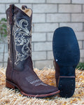 WOMENS LEATHER EMBROIDERED SQUARE TOE RODEO COWGIRL BOOTS