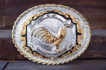 HANDCRAFTED ROOSTER GALLO OVAL WESTERN BELT BUCKLE