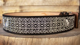 WESTERN EMBROIDERED ROOSTER BLACK MARIACHI LEATHER  BELT