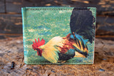 ROOSTERS COCKFIGHTING GALLO LASER PRINTED BIFOLD LEATHER WALLET