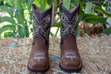 BOYS TODDLER WESTERN SQUARE TOE COWBOY LEATHER BOOTS