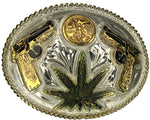 9MM MARIJUANA CENTENARIO COWBOY WESTERN BELT BUCKLE