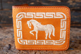 WESTERN HORSE EMBROIDERED leather bi fold caballo wallet