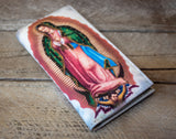 WOMENS VIRGIN MARY virgen de guadalupe lazer printed slim bifold leather wallet