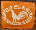 ROOSTER gallo WESTERN EMBROIDERED leather bi fold wallet