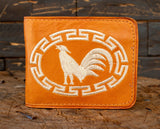 ROOSTER gallo WESTERN EMBROIDERED leather bi fold wallet