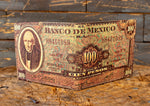 MEXICO 100 PESOS bill LEATHER laser printed  bi-fold wallet