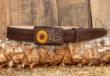 CHILDRENS YOUTH LEATHER SUNFLOWER EMBROIDERED WESTERN LEATHER BELT