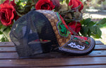 WOMENS red ROSE embroidered SNAPBACK western cowgirl adjustable hat cap