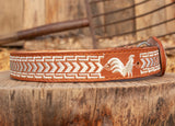CHILDRENS YOUTH WESTERN ROOSTER EMBROIDERED COWBOY LEATHER BELT