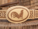 CHILDRENS YOUTH WESTERN ROOSTER GALLO EMBROIDERED COWBOY LEATHER BELT