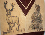 AUTHENTIC SUEDE LEATHER stamped Calendario Azteca Aztec deer sheep wool Mexican poncho Gaban