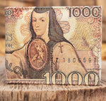 MEXICO 1000 PESOS bill Mexican LEATHER laser printed  bi-fold wallet