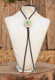 WOMENS Western Alpaca silver Folkloric Folklorico handcrafted leather BOLO TIE corbatero charro