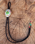 WOMENS Western Alpaca silver Folkloric Folklorico handcrafted leather BOLO TIE corbatero charro