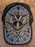 Gold & Silver EMBROIDERED MARIJUANA Leaf HAT adjustable trucker cap