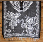 CHILDRENS YOUTH kids sized ROOSTER Gallos 2 sided reversible Mexican Poncho rebozo gaban