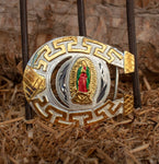 HORSE SHOE Virgin Mary Virgen de Guadalupe Herradura cowboy western belt buckle evilla