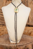 WESTERN Alpaca silver San Judas St Jude leather BOLO TIE corbatero charro