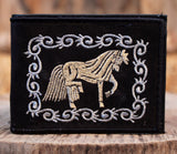 WESTERN Clydesdale HORSE EMBROIDERED leather bi fold caballo wallet