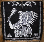 Mexican sol Azteca AZTEC WARRIOR double sided reversible Mexico PONCHO Rebozo Gaban